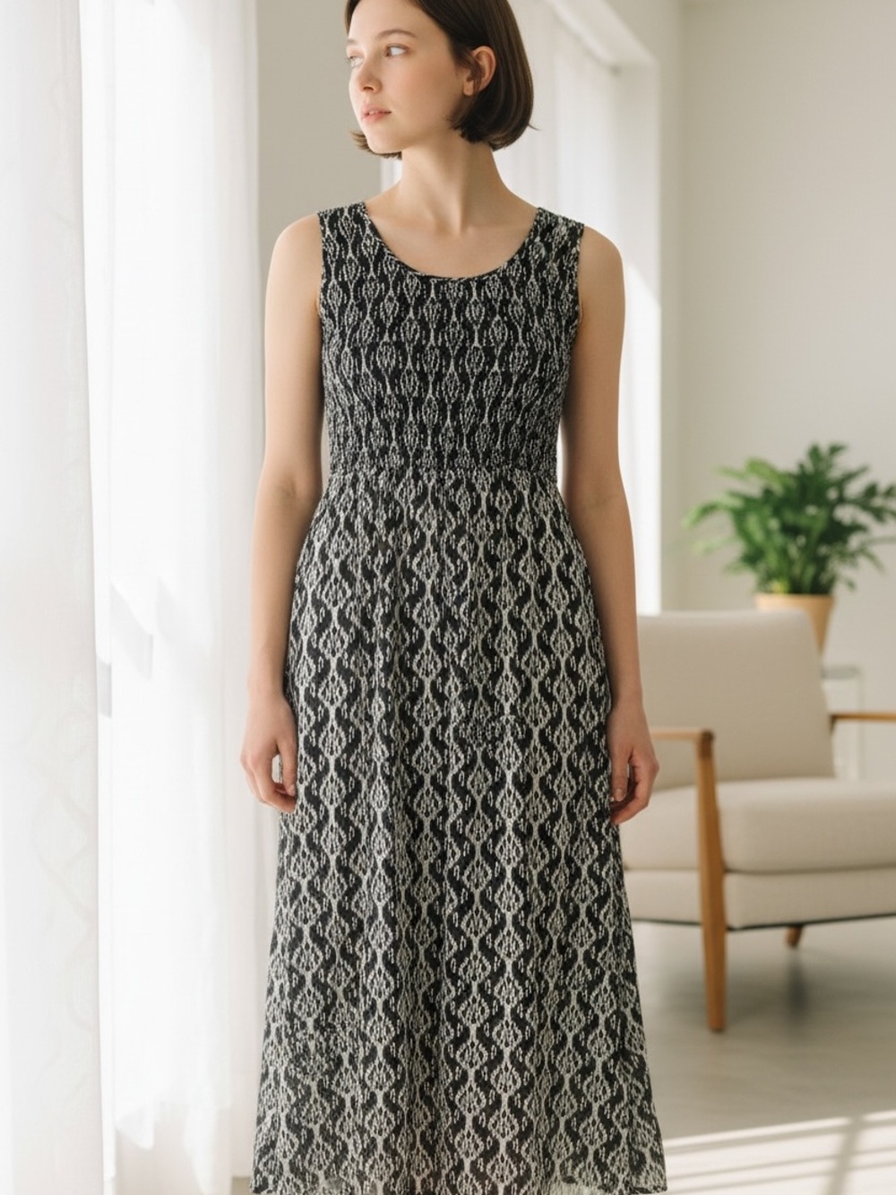 NY COLLECTION 

Petite Black and White Sleeveless Maxi Dress Size PXL